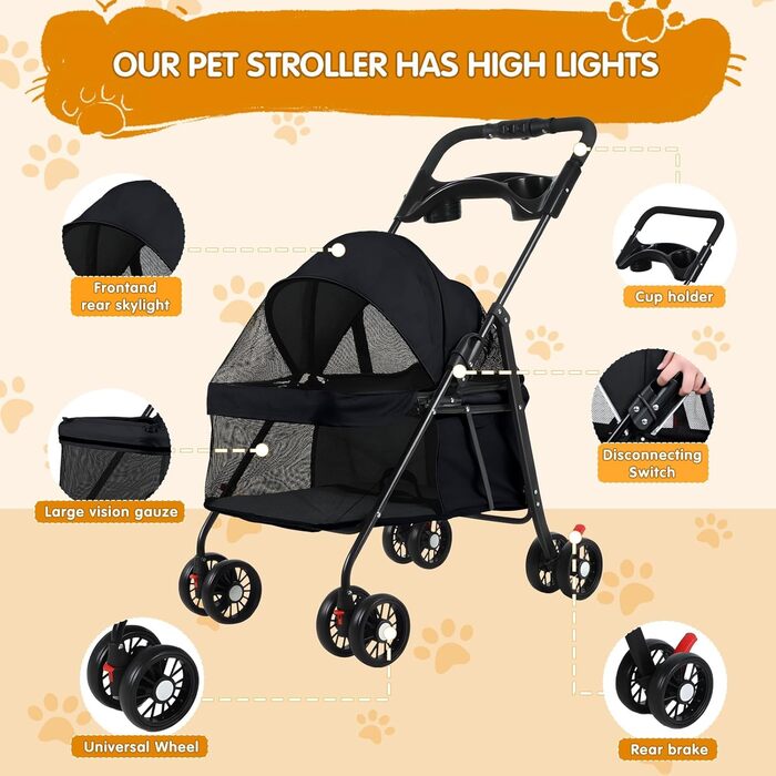 Дитяча та переноска для тварин 4-Rad, складаний, чорний