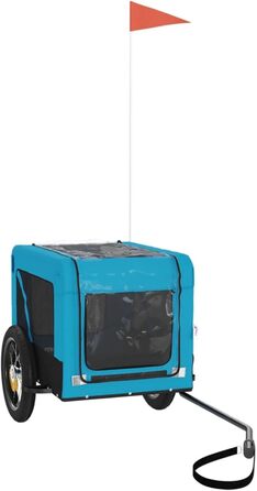 Причіп для собак Fasba: причіп для велосипеда, причіп для тварин з відбивачами та прапорцем, блакитно-чорний, оксфордська тканина та метал