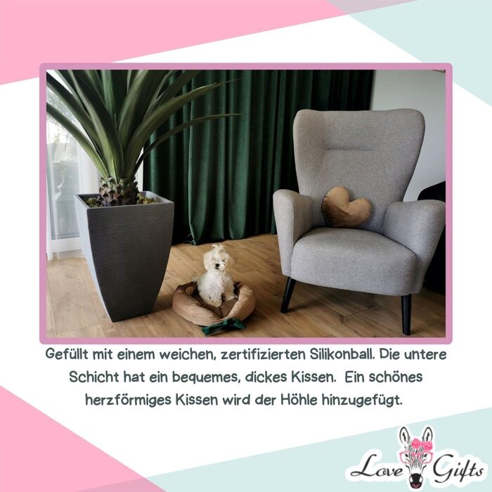 М'яке подушко-ліжко для собак Love Gifts® | Опорне ліжко для собак середніх та маленьких порід | Коричневе