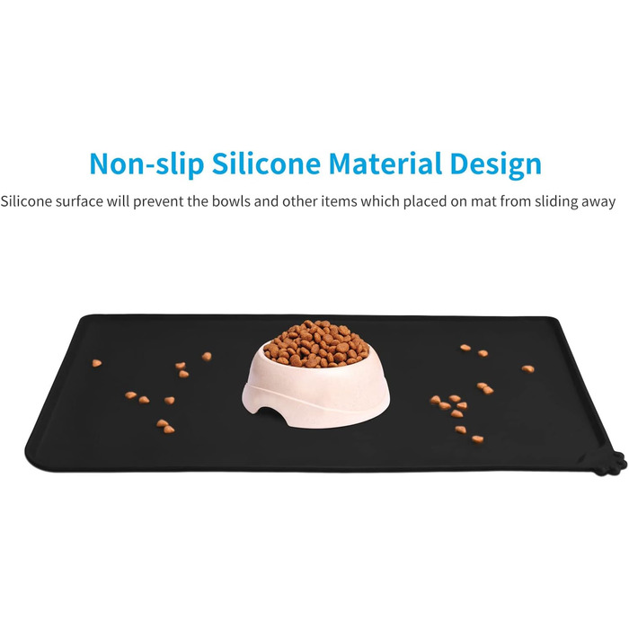 Силіконовий килимок для годування собак та котів AUDWUD, чорний, 61x41 см, антиковзаючий