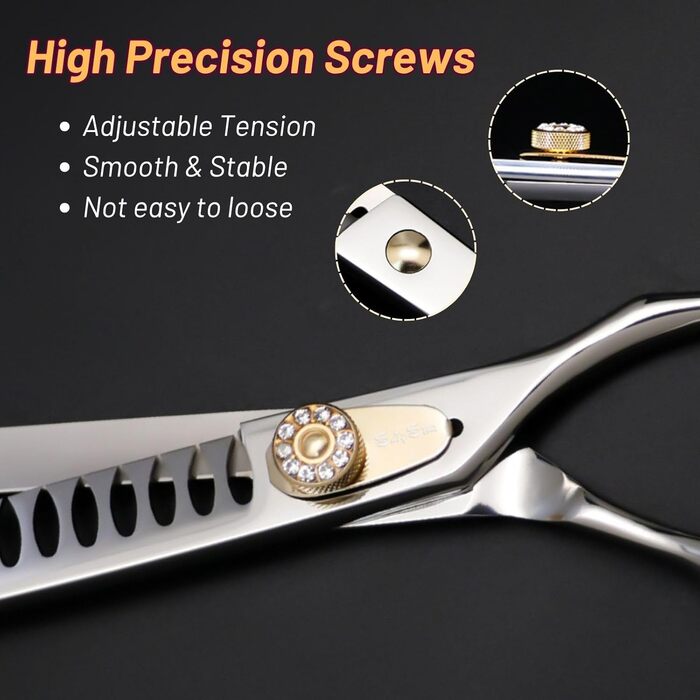 Набір професійних ножиць для грумінгу домашніх тварин 7 дюймів (прямі, вигнуті, тонкі, філірувальні). Підходить для собак.