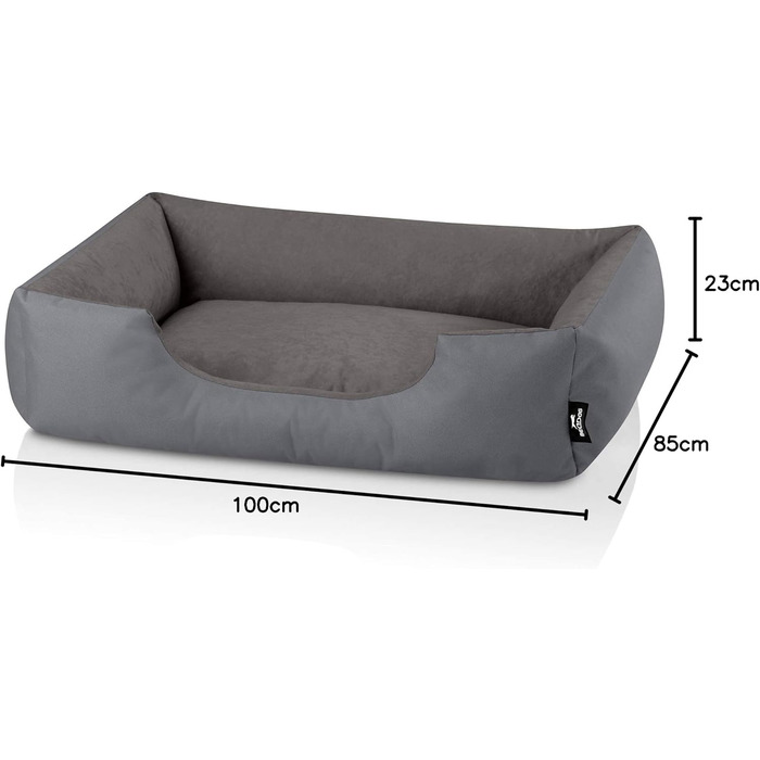 Ліжко для собак BedDog Zara, XL, 100 x 85 x 23 см, сірий колір, знімний та миючий чохол