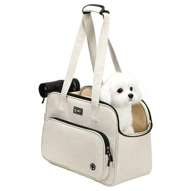 Транспортна сумка для собак - м'яка переноска з великими кишенями, вентильована переноска для тварин для подорожей, прогулянок, пікніків, поїздок на авто