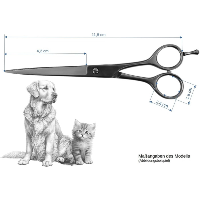 Професійна ножиці для грумінгу собак Weltmeister Solingen: вигнуті, з мікро-зубчиками, 5 дюймів (11,8 см), преміум-якість, Made in Germany