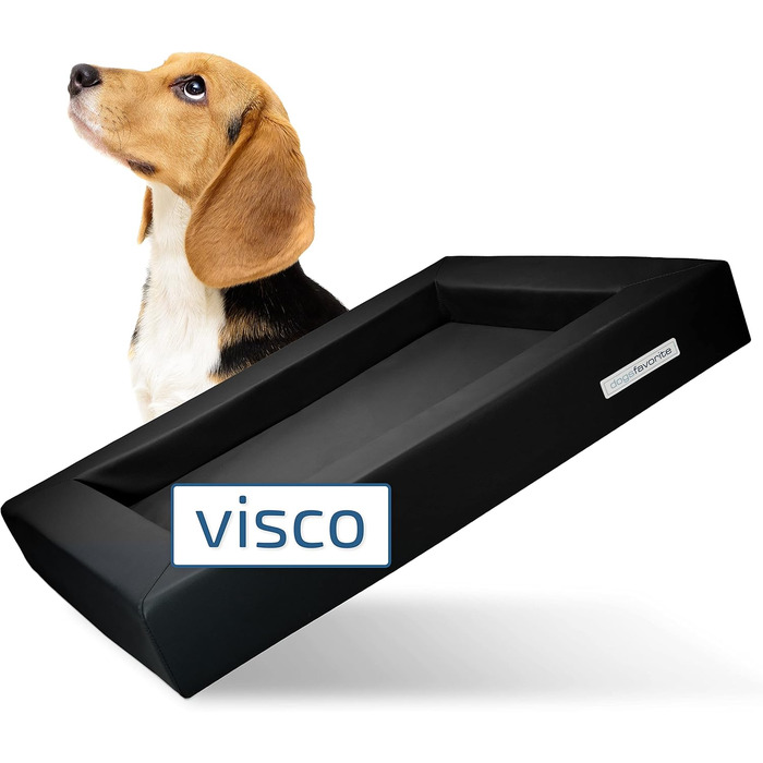 Ліжко для собак з віскоеластичним матрацом - зручне собаче ліжко, диван для собак преміум-якості - захищає суглоби - міцна собача лежанка, розмір M 90 x 70 см - чорний колір