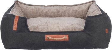 Крісло-лежанка для собак TRIXIE Nordic Föhr, 60x50 см, чорний/пісочний – зручне ліжко для собак великих та малих порід з ручкою для перенесення, м'яке та миється