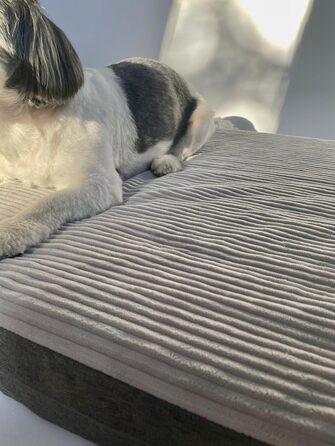 Ортопедичне велике ліжко для собак, подушка для собак, матрац для собак з пральною наволочкою, щадяще для суглобів, собаче ліжко/матрац з можливістю гравіювання імені (сірий, L 90 см x W 70 см x H 10 см)