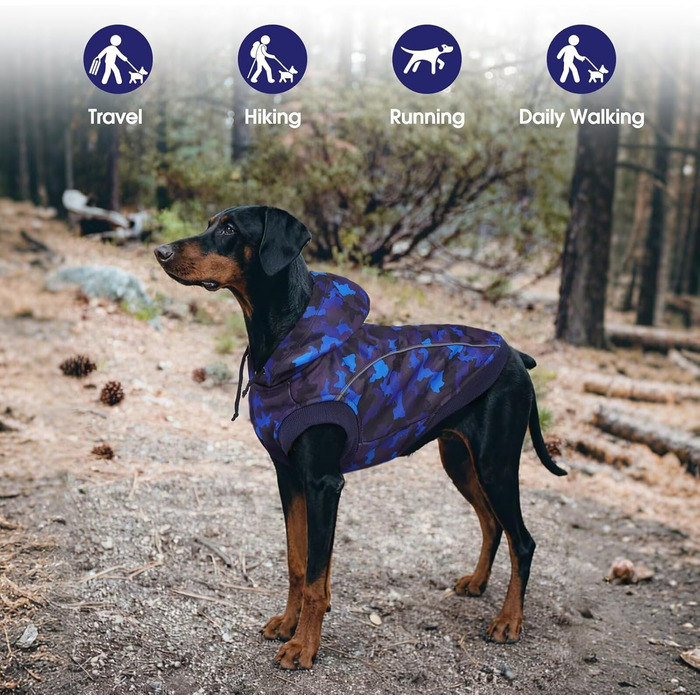 Теплий зимовий пуловер для собак IECOii з отвором для повідка та світловідбиваючими смугами (M-4XL, Синій)