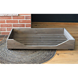 Дерев'яне ліжко для собак маленьких порід - 60 x 40 см, коричневе - кошик/софа для собак та котів з масиву дерева