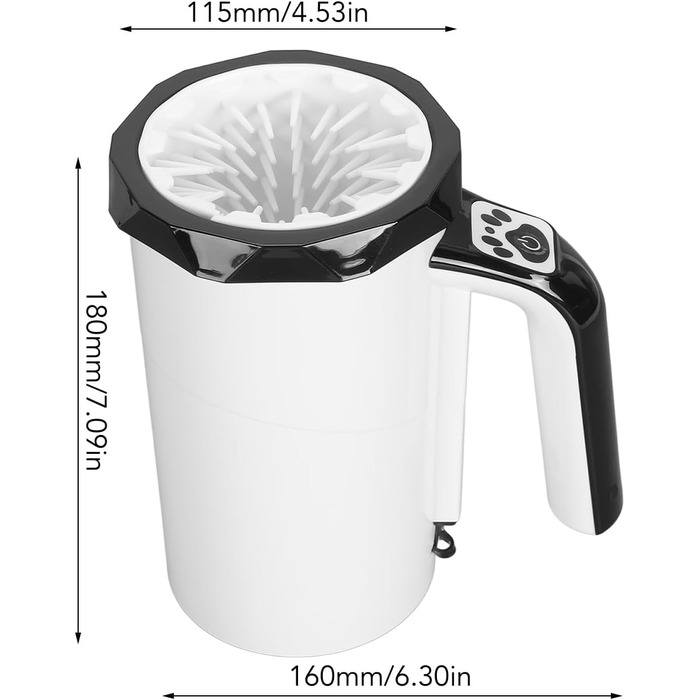 Автоматичний мийник лап для собак середніх та великих порід – двосторонній, з м'якою силіконовою щіткою (чорно-білий)