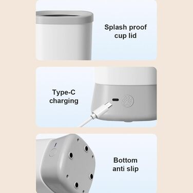 Очищувач лап для собак | Мийка лап для собак - 2 швидкості, без розбризкування. Догляд за лапами вдома, у подорожах, на кемпінгу, під час походів, щоденні прогулянки та після (сірий)