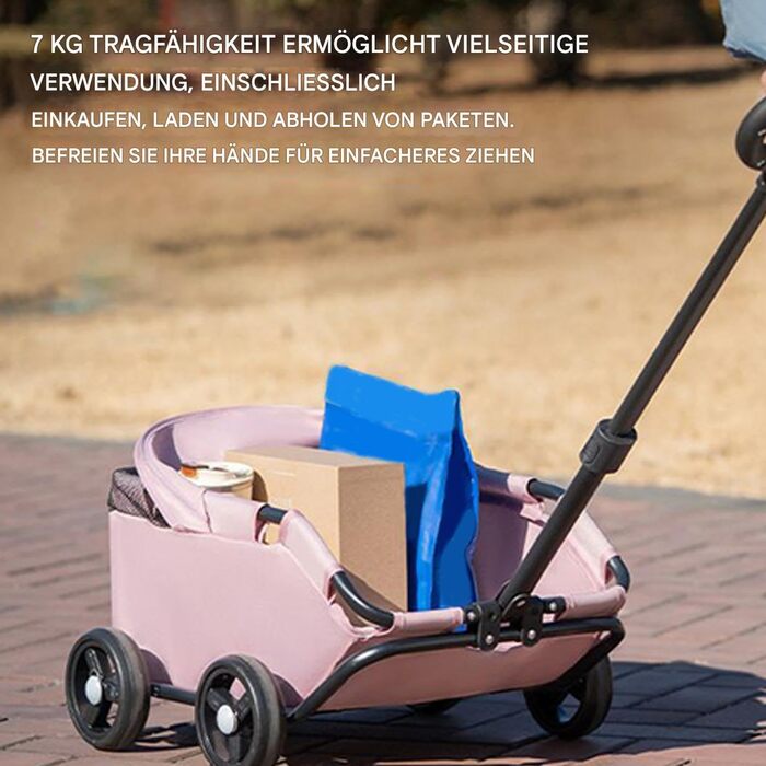 Транспортний візок для собак, маленький візок-будка, складаний з ременем безпеки, сірий, легкий, для собак до 7 кг, для перевезення, прогулянок на вулиці