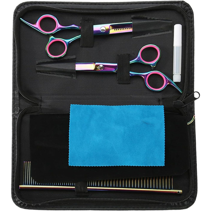 Набір професійних ножиць для грумінгу домашніх тварин: ножиці для стрижки шерсті собак, ножиці для розрідження, вигнуті ножиці, універсальні ножиці