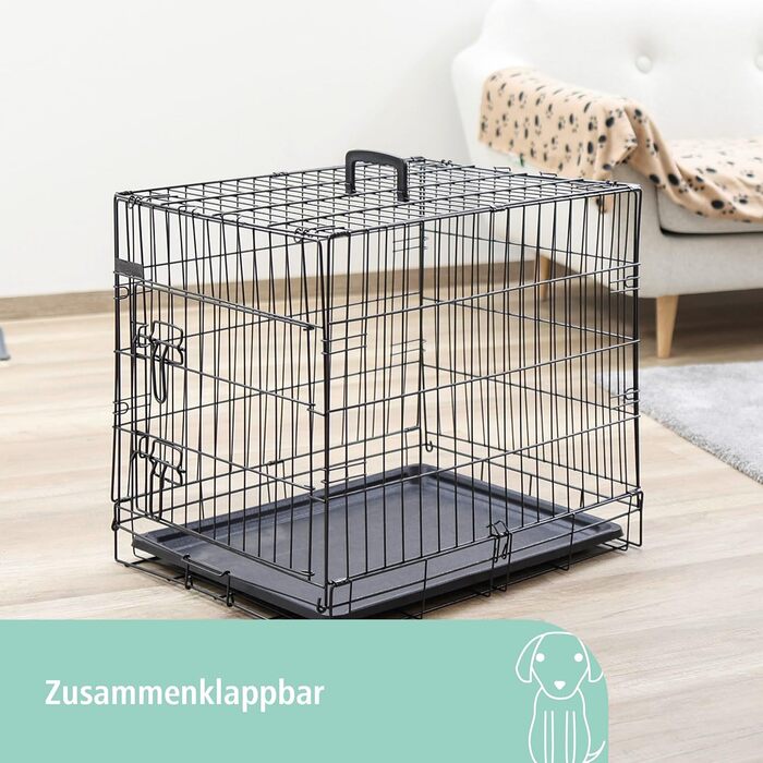Складана металева транспортна клітка для тварин Kerbl Pet, 63×48×57 см, 1 дверцята, чорна