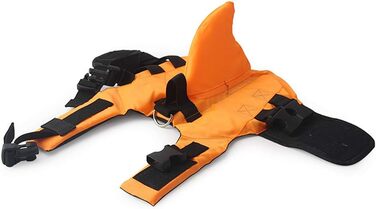 Спасальний жилет для собак з принтом акули, оранжевий, розмір M