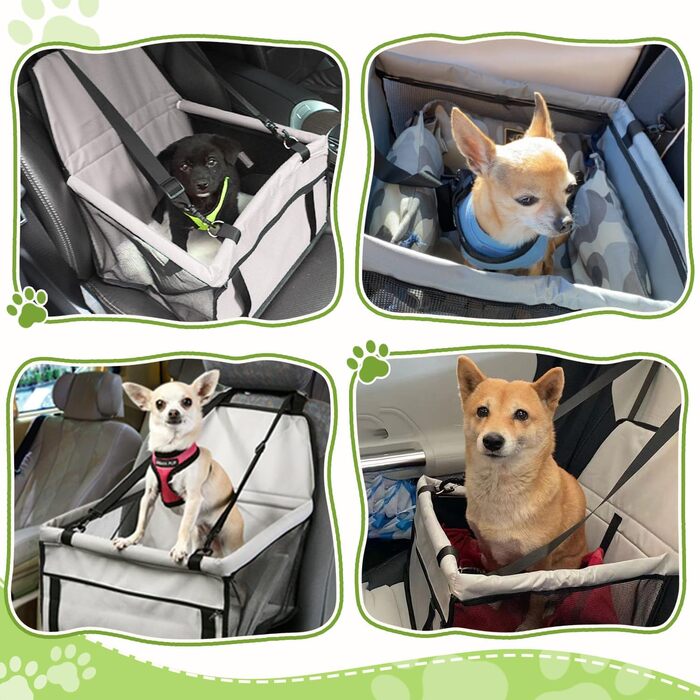 Автомобільний лежак для собак, міцний, з оксфордської тканини, дихаючий, з можливістю прання, складаний, сірий, 40x32x24 см