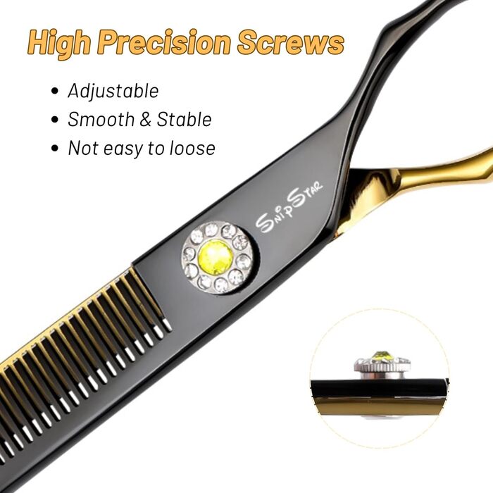 Професійна вигнута ножиця для грумінгу домашніх тварин 7.5 дюймів, 56 зубів, кут вигину 25°, золота, преміум-якість