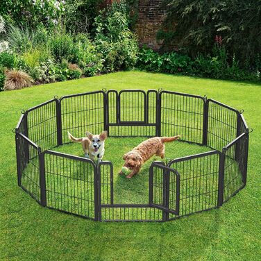 Клітка для цуценят Yaheetech, 12 секцій, 63 см, з 2 дверцятами, автоматичним замком, гнучка та складна, для дому та саду