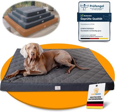 Ортопедичне собаче ліжко - водовідштовхувальне, ковзаюче, знімний чохол | Для собак маленьких та великих | 130x120x9 см, сірий XL