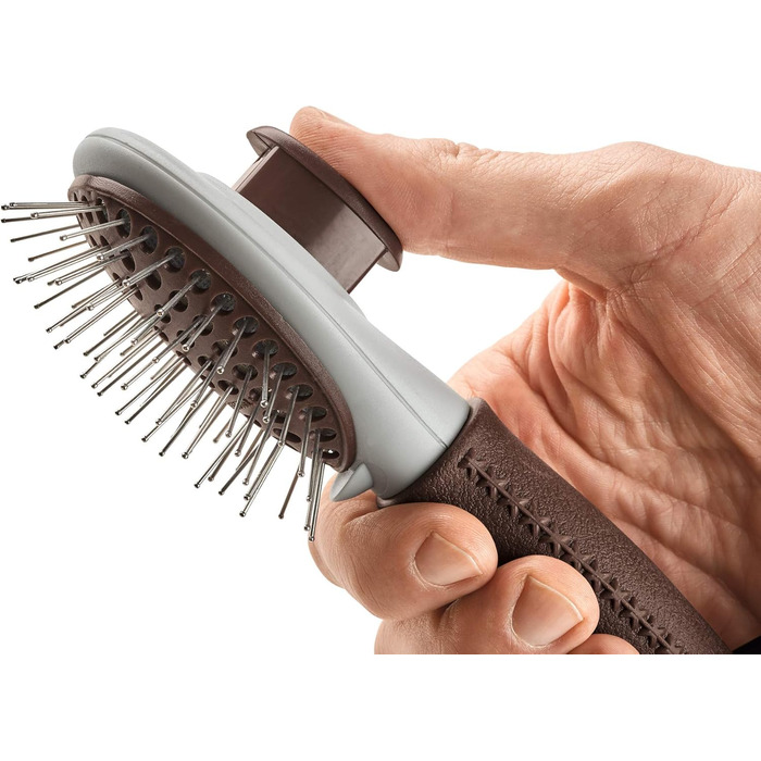 HUNTER SPA щітка для грумінгу самоочисна, для собак, 22,5 x 8,0 см, L, сіра / коричнева (19 см)