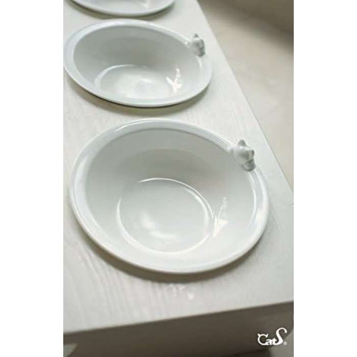 Набір мисок для котів CatS Design: кераміка та дерево, 3 шт. - годівниця для котів, миска для корму, безпечна для миття в посудомийній машині