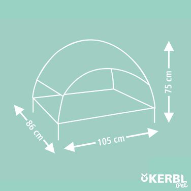 Лежанка для собак Kerbl Vacation Top, сіра, 105x86x75 см, знімний дах, зносостійка, для собак