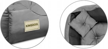 Ліжко для собак та котів KingDog з мікрофібри з двома подушками, корзина для собак, ліжко для домашніх тварин, миється, водонепроникний матеріал (розміри: 100x80 см / 115x95 см, сірий/чорний)