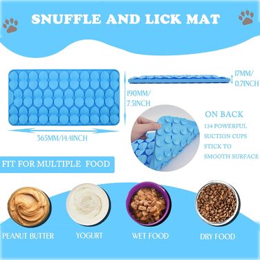 Силіконова килимок-іграшка для собак, 18x37 см, килимок-лежанка з присосками, повільний дозатор корму, килимок для годування собак, іграшка для собак, іграшка проти нудьги (блакитний)