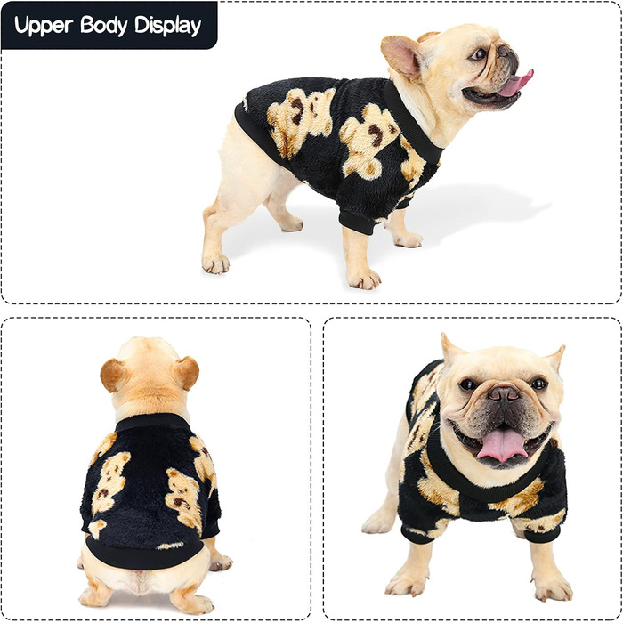 Теплий зимовий халат для собак Galatée, флісовий пуловер для маленьких та середніх собак (XL, чорний)