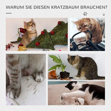 Дряпак для котів PawHut з підвісним лежаком, триярусний котячий будиночок із ігровими м'ячиками, сизалевими стовпчиками та когтеточкою, сірий плюш 60x40x81 см