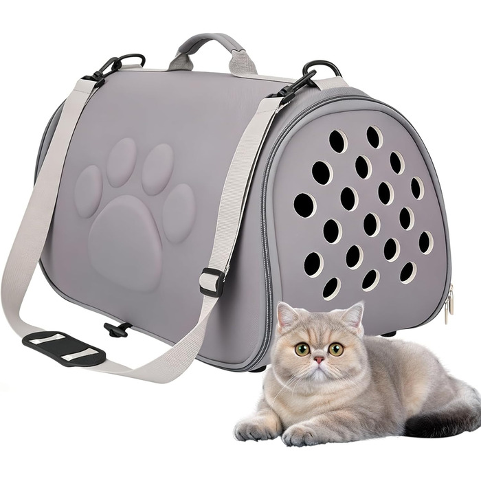 М'яка переноска для котів | Сумка для прогулянок з регульованим ременем, переноска для цуценят для подорожей - для візитів до ветеринара, міських активностей, рюкзак для подорожей, піших прогулянок, кемпінгу та щоденних поїздок, сірий колір, L