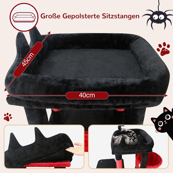 Драбина для котів Globlazer XL, Готичний стиль, сірий, 156 см, з будиночком та кігтеточками