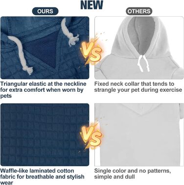 Світшот для великих собак BEAUTYZOO з кишенями, одяг для собак, для хлопчиків та дівчаток, вафельна тканина, ламінована бавовна, халат для тварин з отвором для шапки, розмір 2XL (довжина спини: 68.6 см, обхват грудей: 90.2 см, обхват шиї: 63.5 см), колір: