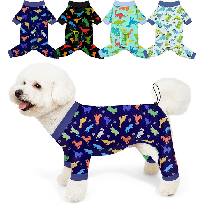 Піжама для собак Bienbee, 4 шт. Комплект, розмір M, динозаври, м'яка, дихаюча, зручна, для цуценят, дівчаток та хлопчиків