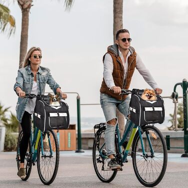 VENFOREST Кошик для собак на велосипед, складаний, рюкзак для тварин з ременем безпеки, водонепроникний, для котів, кошенят, цуценят, собак (Чорний)