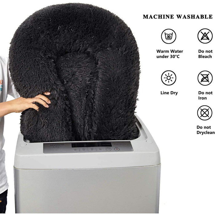 Кругле собаче ліжко ZINN, м'яке, миється, для великих собак, розмір M (діаметр 70 см), темно-сірий