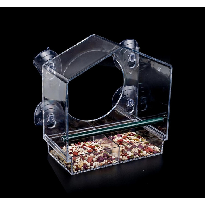 Годівниця для птахів AMSAMOTION на вікно з присосками, годівник для диких птахів, акрил