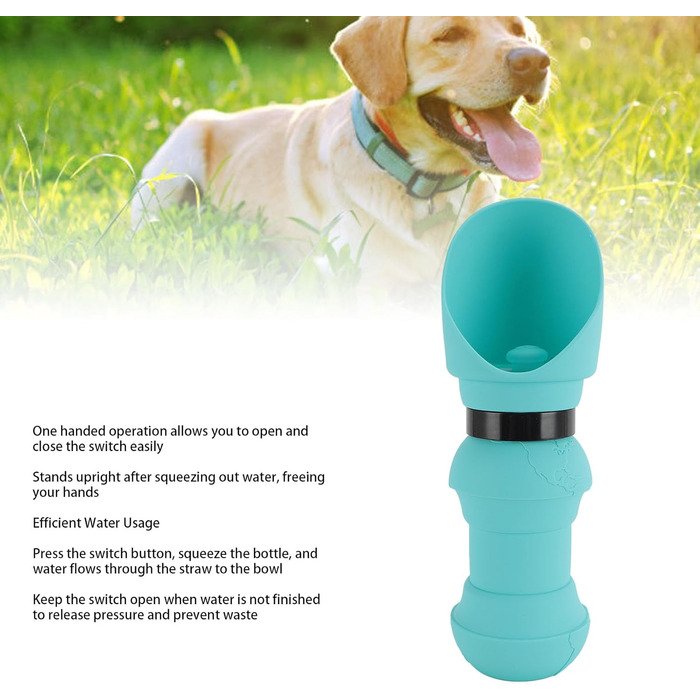 Складана пляшка для води для собак, силіконовий напійник для тварин, диспенсер для води для цуценят, дорожній напійник для собак, для прогулянок та походів (Blue)