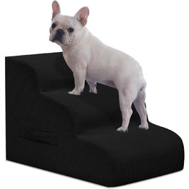 Сходинки для собак маленьких порід, 4-ступеневі, для ліжок та диванів, з неслизьким покриттям, знімний чохол (чорний)