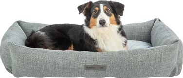 Торрікс Крісло-лежанка для собак Вівана 60x50 см блакитно-сіре, м'яке, з велюровим покриттям, для маленьких собак, з інтегрованим матрацом, антиковзаюча поверхня, м'яке та миється – 37540 L 60 x 50 x 16 см