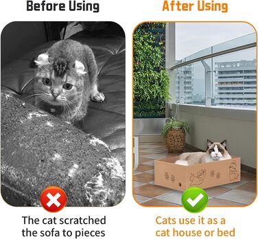 Кігтеточка для котів 5 шт. з будиночком 42*26*13 см, двостороння картонна кігтеточка для догляду за кігтями, іграшка-кігтеточка з гофрокартону для ігор та сну, багаторазова картонна кігтеточка-будиночок для котів, набір