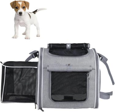 Клітка-переноска для тварин на велосипед Asixxsix, розширювана, складна, для собак та котів до 8 кг (сіра)