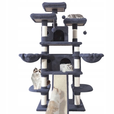 Ігровий комплекс для котів: дерево-драпалка з будиночком та лежаком, 165 см