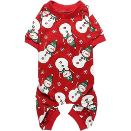 Піжама для собак Lanyarco з оленем, червона, бавовна, середній розмір, довжина спини 50.8 см