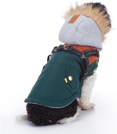 Теплий зимовий одяг для собак: водонепроникна куртка-худі для маленьких та середніх собак з світловідбиваючим дзеркалом (зелений, S)