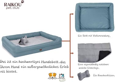 Райкоу - ліжко для собак з знімним подушкою, м'яке та миється - місце для сну, подушка для собак, собаче ліжко, килимок для собак - високоякісне ліжко для тварин для вашого вірного друга. (Блакитний, 100 * 80 * 9 см) 100*80*9 см Блакитний