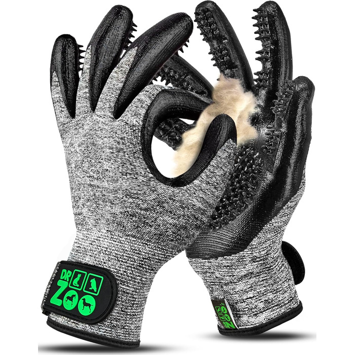 Рукавичка для грумінгу тварин DR Zoo (1 пара, розмір S) – для собак, котів та коней. Ефективне видалення шерсті, м'який дизайн з нопочками, підходить для короткої та довгої шерсті, мокрого та сухого хутра. Підходить для вузьких жіночих рук.