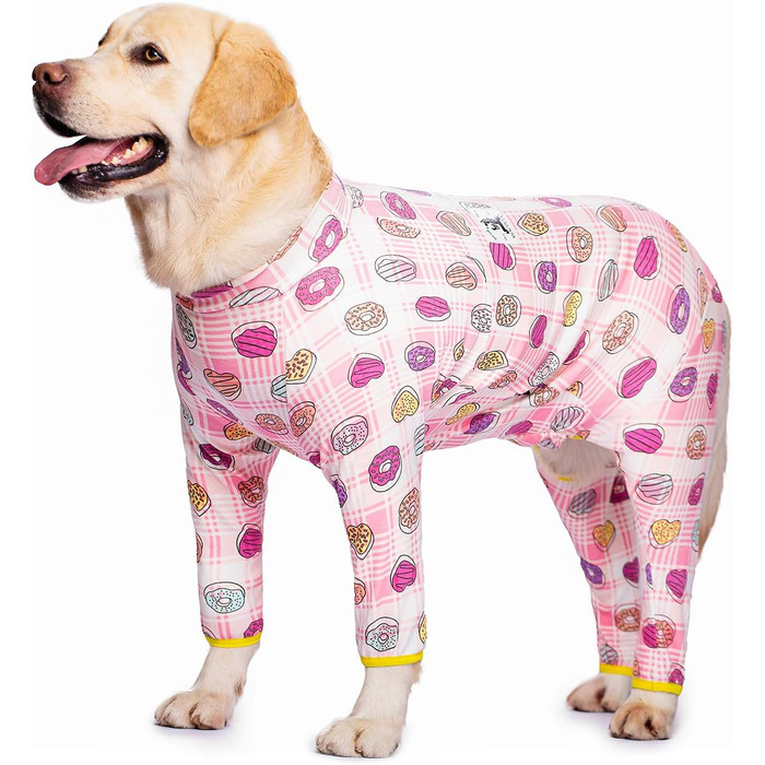 Піжама для собак великих порід Miaododo з бавовни, принт 'Полуниця', повне покриття живота, для собак середнього та великого розміру після операцій (81 см обхват грудей, 81 см довжина спини, 55 см), 32 (обхват 82 см, довжина 55 см), 38 (обхват 108 см, дов