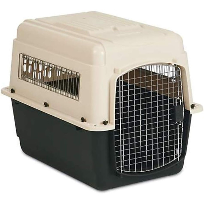 Petmate Ultra Vari: Міцна будка для собак середніх та великих порід. Подорожуйте з комфортом! Виготовлена з перероблених матеріалів. Розміри: 102 x 69 x 76 см. Колір: Бежевий/Чорний