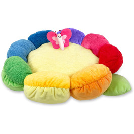 М'яке плюшеве ліжко для собак та котів TONBO з натуральним мотивом (Квітка-райдуга)